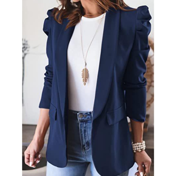 (Out of Stock) Brown Puff Sleeve Blazer - Picture 7 of 9